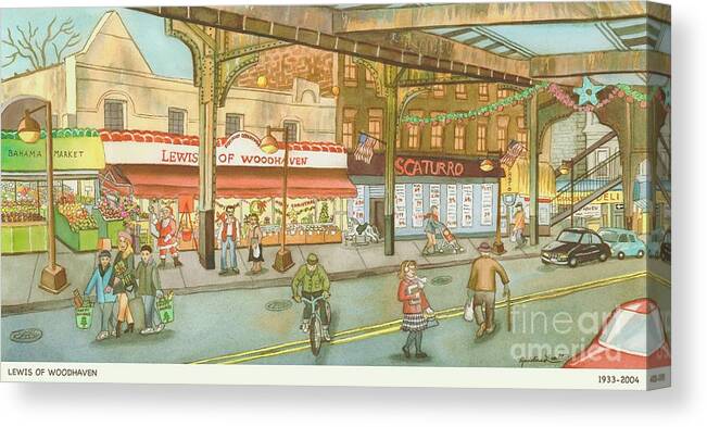 El Train Canvas Print featuring the painting Lewis Of Woodhaven by Madeline Lovallo