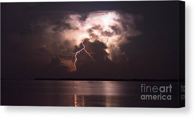 Lightning Canvas Print featuring the photograph Lonely Night by Quinn Sedam