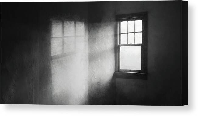Window Canvas Print featuring the photograph Moonbeams on the Attic Window by Scott Norris