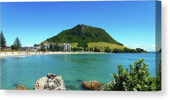 Mt Maunganui Canvas Print featuring the photograph Mt Maunganui Beach 7 - Tauranga New Zealand by Selena Boron