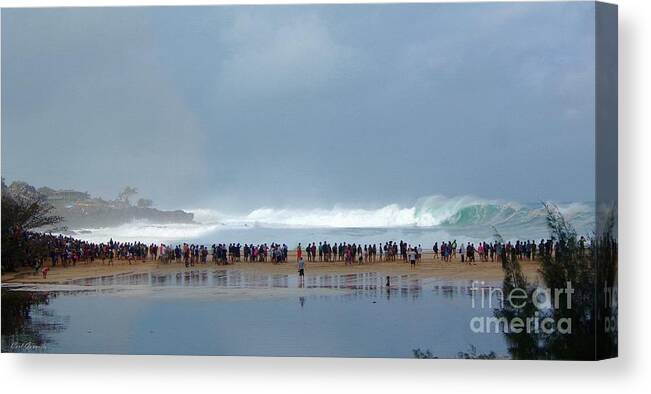 North Shore Hawai Canvas Print featuring the painting North Shore Hawaii Big waves 2016 by Carl Gouveia