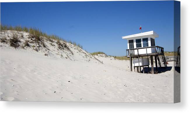Lifeguard Stand Canvas Print featuring the photograph Off-Season Beach by Mary Haber