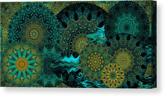 Kaleidoscope Canvas Print featuring the digital art Peacock Fantasia by Charmaine Zoe