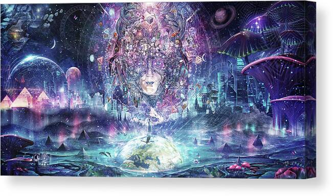 Blue Canvas Print featuring the digital art Quest For The Peak Experience by Cameron Gray