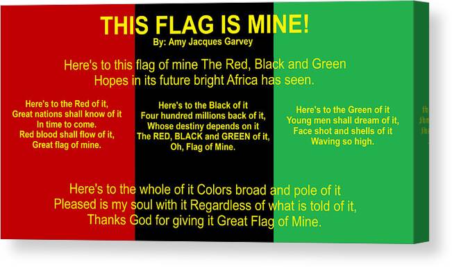 This Flag Is Mine Canvas Print featuring the digital art RBG FLAG PLEDGE By Amy Jacques Garvey by Adenike AmenRa
