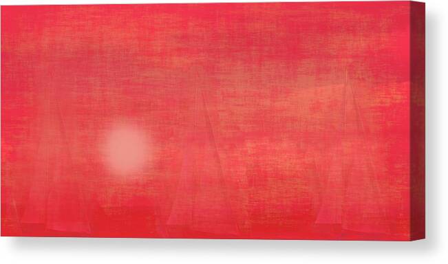 Red Canvas Print featuring the painting Red Sails in the Sunset Abstract by David Dehner
