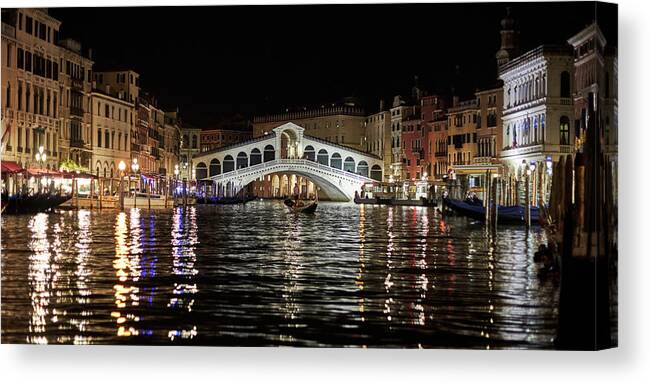 Venice Canvas Print featuring the photograph Rialto Night - 4284 by Marco Missiaja