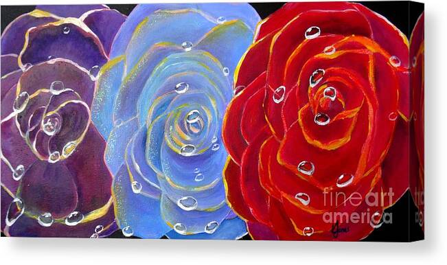 Rose Canvas Print featuring the painting Rose Medley by Karen Jane Jones