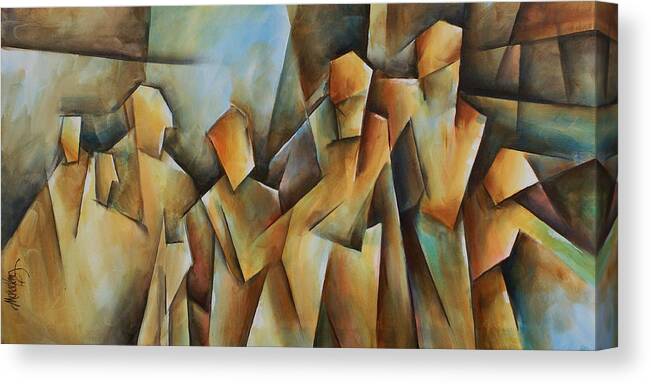 Contemporary Cubism Canvas Print featuring the painting Show Me by Michael Lang