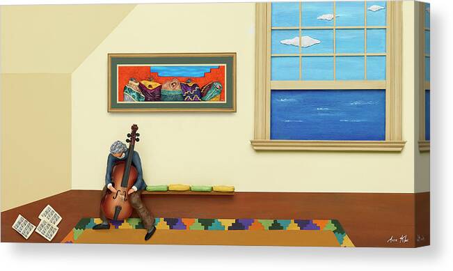 Musician Canvas Print featuring the mixed media Silent Canvas by Anne Klar