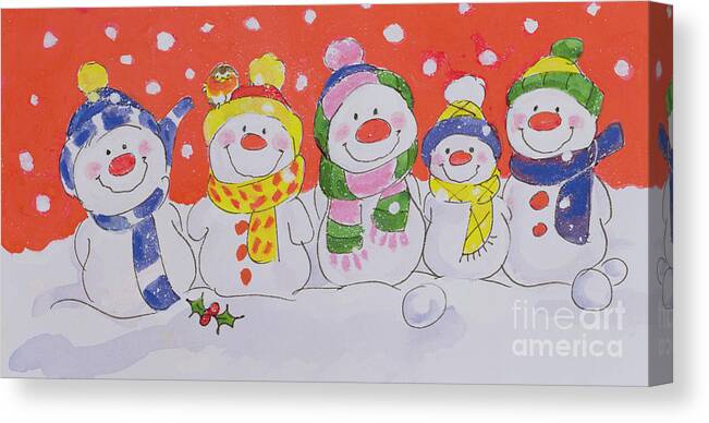 Snow Family Canvas Print featuring the painting Snow Family by Diane Matthes