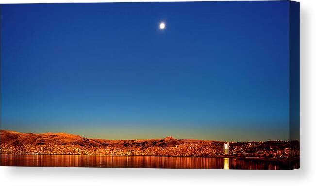 Architecture Canvas Print featuring the photograph Sunrise at Puno, Peru by Oscar Gutierrez