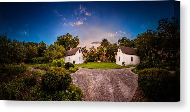 Cassina Garden Club Canvas Print featuring the photograph Sunset at the Tabby Slave Quarters by Chris Bordeleau