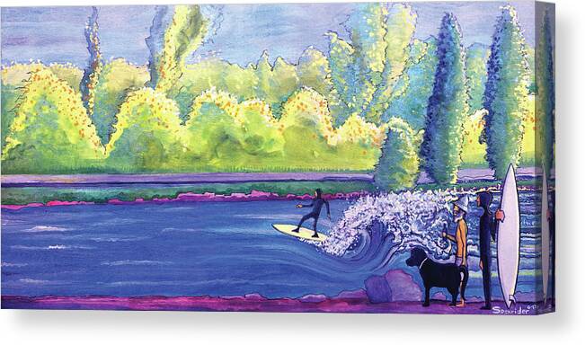 River Canvas Print featuring the painting Surf Colorado by David Sockrider