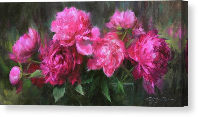 Peonies Canvas Print featuring the painting Symphony in Pink by Anna Rose Bain