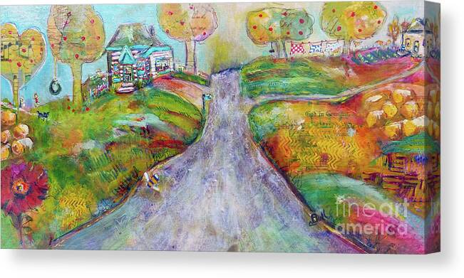 House Canvas Print featuring the painting The Road Home by Claire Bull