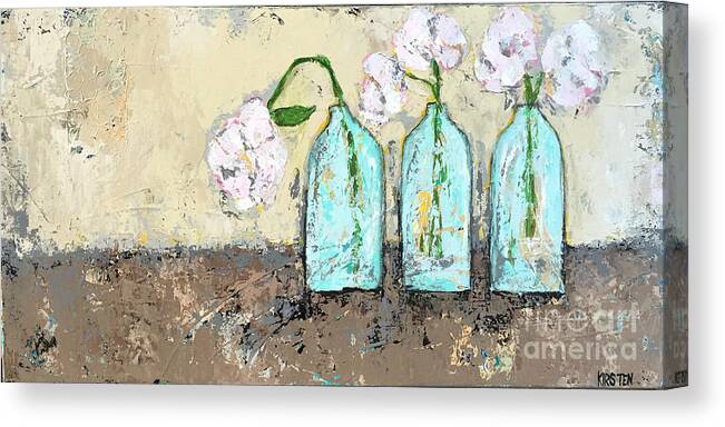 Floral Canvas Print featuring the painting Three of a Kind by Kirsten Koza Reed