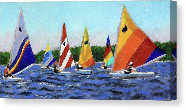 Sunfish Boats Canvas Print featuring the painting Traffic Jam by David Zimmerman
