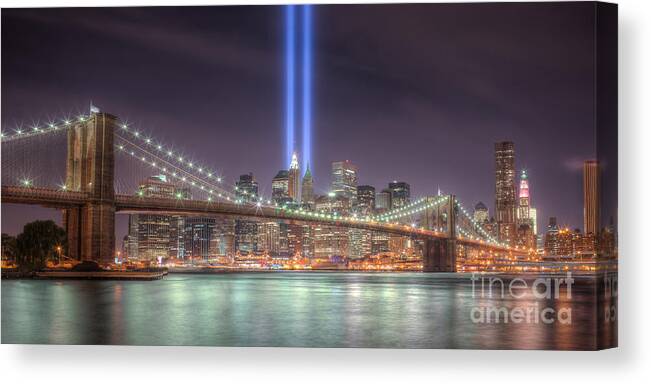 Clarence Holmes Canvas Print featuring the photograph Tribute in Light III by Clarence Holmes