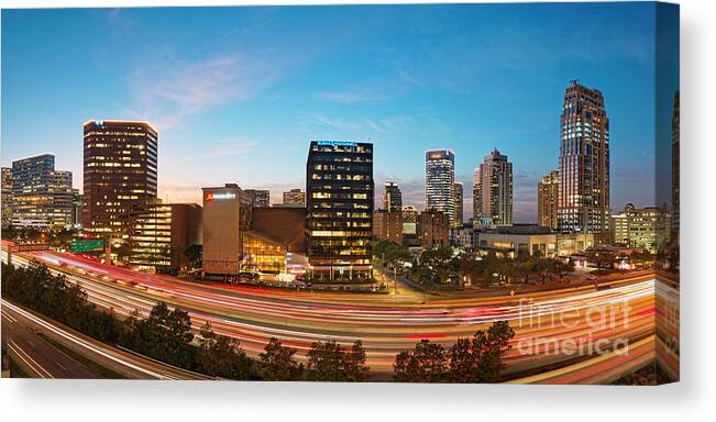 Twilight Panorama of Uptown Houston Business District and Galleria Area  Skyline Harris County Texas Greeting Card by Silvio Ligutti