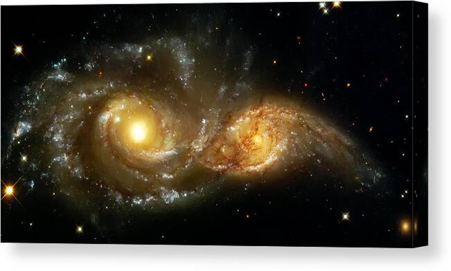 Nebula Canvas Print featuring the photograph Two Spiral Galaxies by Jennifer Rondinelli Reilly - Fine Art Photography