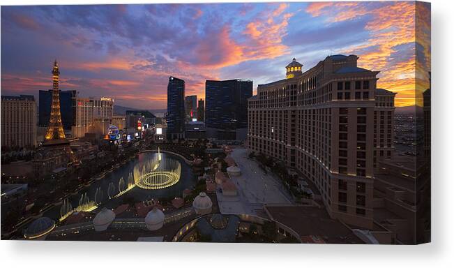Vegas By Night Canvas Print featuring the photograph Vegas by Night by Chad Dutson