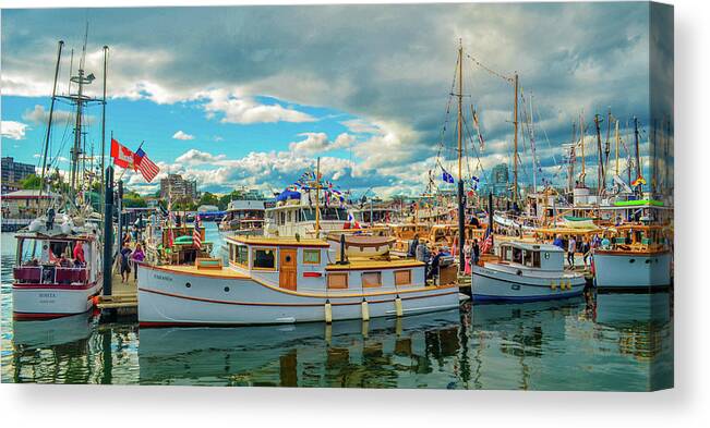 Boats Canvas Print featuring the photograph Victoria Harbor old boats by Jason Brooks