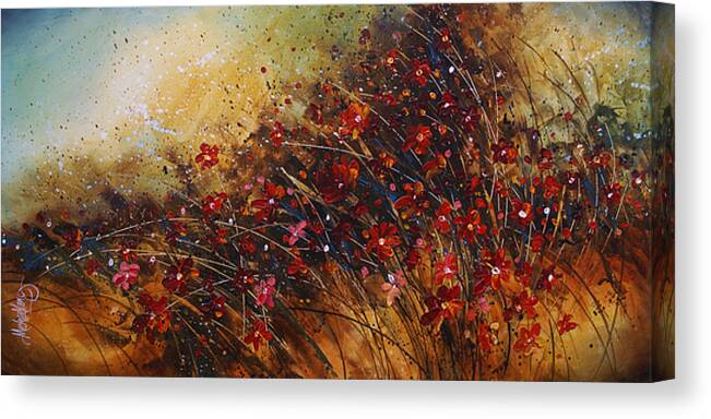 Red Flowers Canvas Print featuring the painting Wild by Michael Lang
