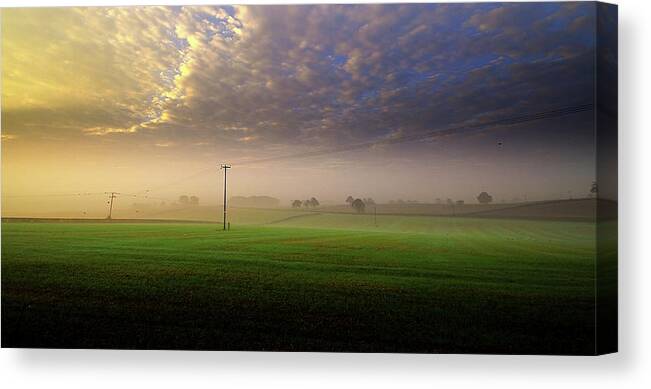 Scenics Canvas Print featuring the photograph Misty Morning In Gloucestershire #1 by A Goncalves