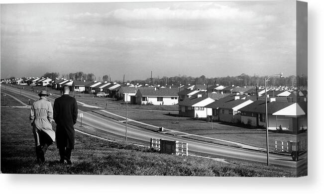 1950-1959 Canvas Print featuring the photograph Suburban Housing Development #1 by Margaret Bourke-White