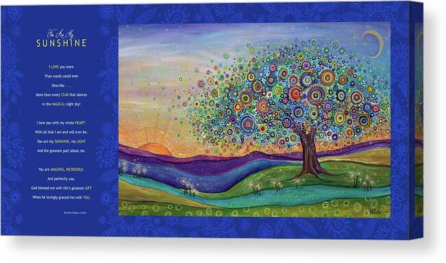 Whimsical Tree Canvas Print featuring the digital art You Are My Sunshine - Poetry by Tanielle Childers