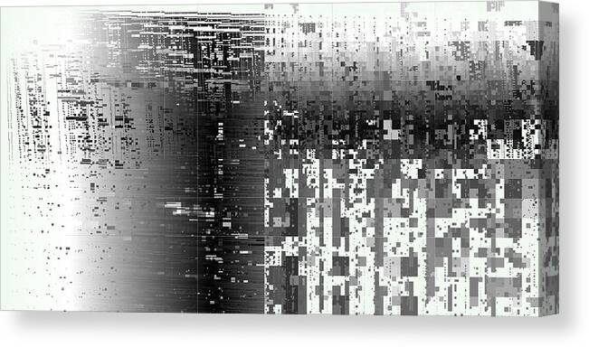 Rithmart Abstract Fade Fading Pixels Noise Clouds Organic Shades Random Computer Digital Shapes Changing Directions Large Pixels Shades Texas Canvas Print featuring the digital art 18x9.112-#rithmart by Gareth Lewis