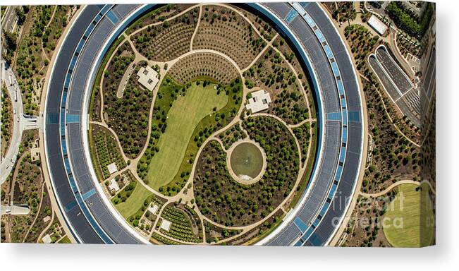Panoramic Canvas Print featuring the photograph Apple Park by Steve Proehl