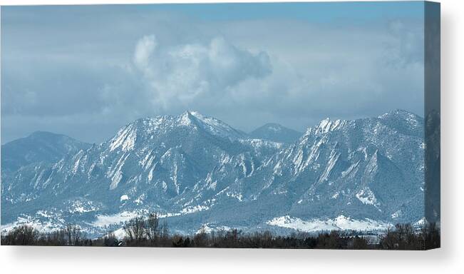 Flatirons Canvas Print featuring the photograph Boulder Colorado Front Range Foothills Dusting by James BO Insogna