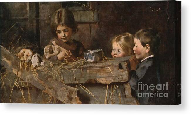 Pets Canvas Print featuring the drawing Childhoods Treasures 1 by Print Collector