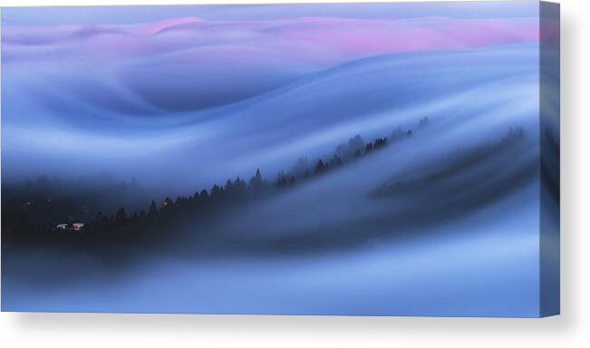 Fog Canvas Print featuring the photograph Cotton Candy Hill by Andy Wu