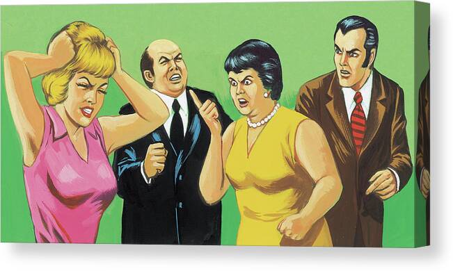 Adult Canvas Print featuring the drawing Family in Disagreement by CSA Images