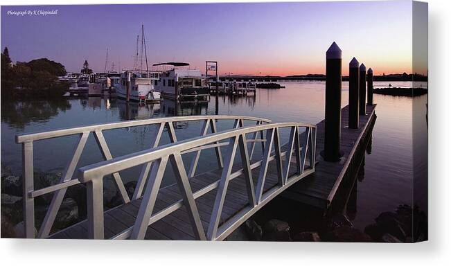 Forster Marina Sunset Nsw Australia Canvas Print featuring the digital art Forster Marina Sunset 72922 by Kevin Chippindall