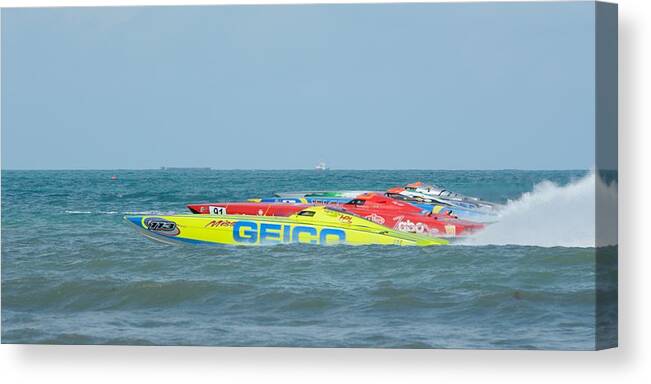 Superboat Canvas Print featuring the photograph Grand Prix powerboat racing ClassONE by Bradford Martin