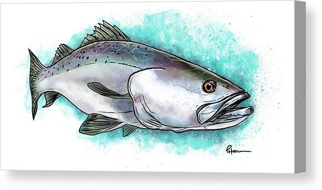 Speckled Trout Canvas Print featuring the digital art Gulf Coast Speck by Kevin Putman