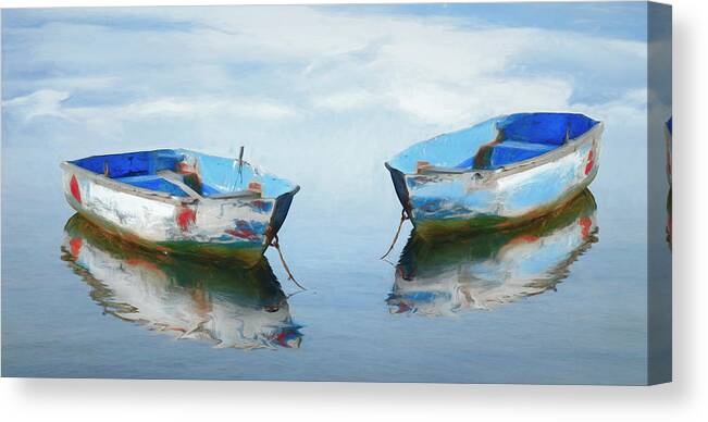 Boats Canvas Print featuring the photograph Make it a Double Painting by Debra and Dave Vanderlaan