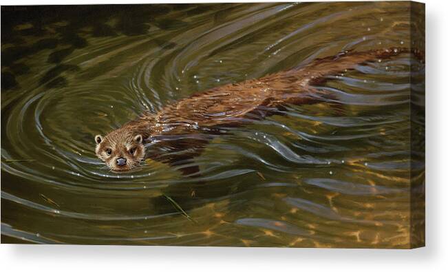 Sea Otter Canvas Print featuring the painting Mja-oil-wwl-68089 by Michael Jackson