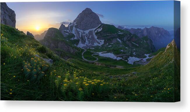 Mountains Canvas Print featuring the photograph Morning In The Mountains by Ales Krivec