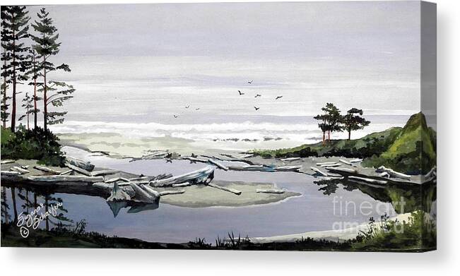 Ocean Canvas Print featuring the painting Pacific Northwest Ocean Cove by Suzanne Schaefer