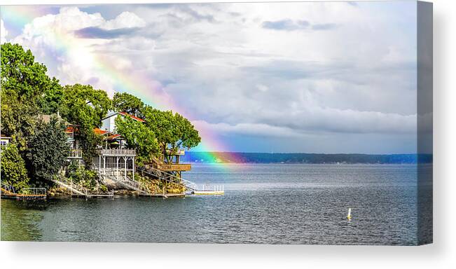Rainbow Canvas Print featuring the photograph Rainbow Over Grand Point by David Wagenblatt