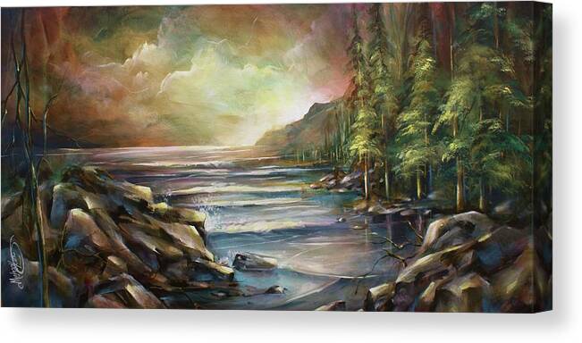 Landscape Canvas Print featuring the painting Shoreline by Michael Lang