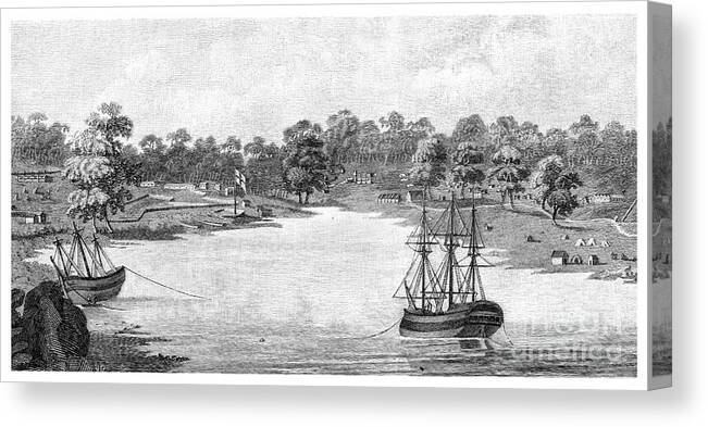 Engraving Canvas Print featuring the drawing Sydney Cove, New South Wales by Print Collector
