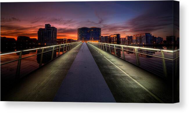 Vanishing Point Canvas Print featuring the photograph The Early Morning Walk by Jes Eriksen