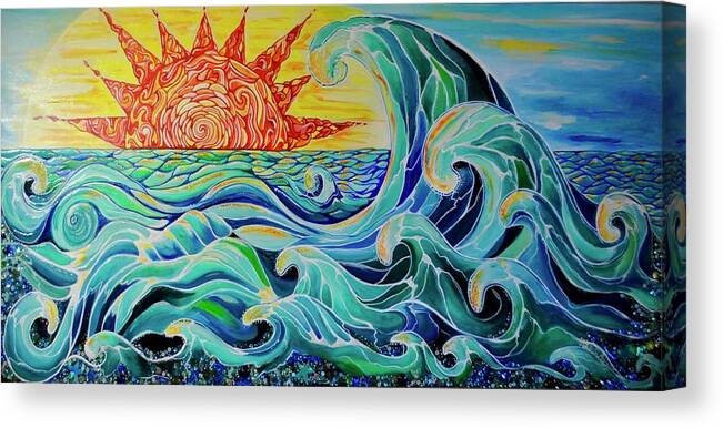 Waves Canvas Print featuring the painting The Mother Wave by Patricia Arroyo