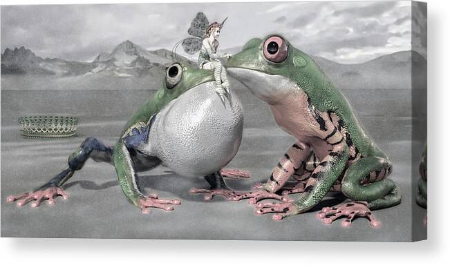 Frog Canvas Print featuring the digital art The Story of Two Princes by Betsy Knapp